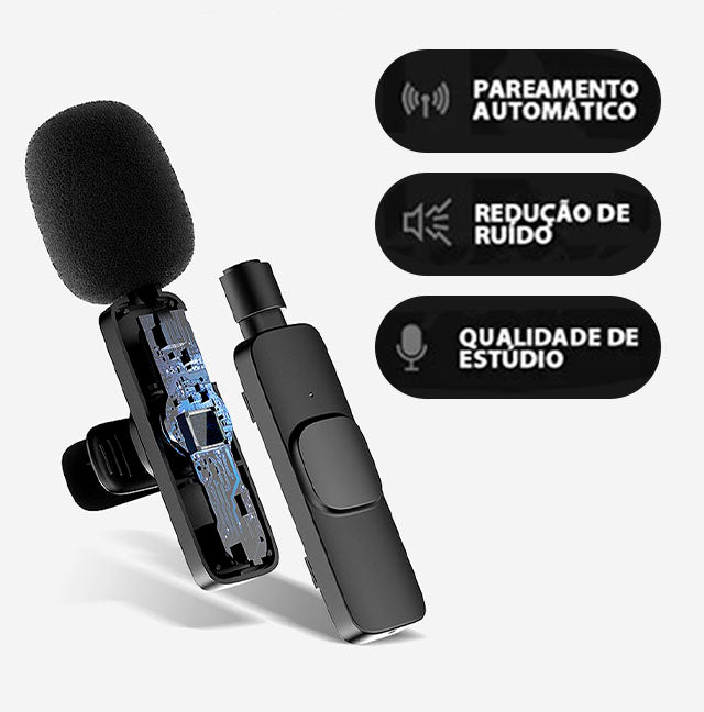 Microfone de lapela sem fio